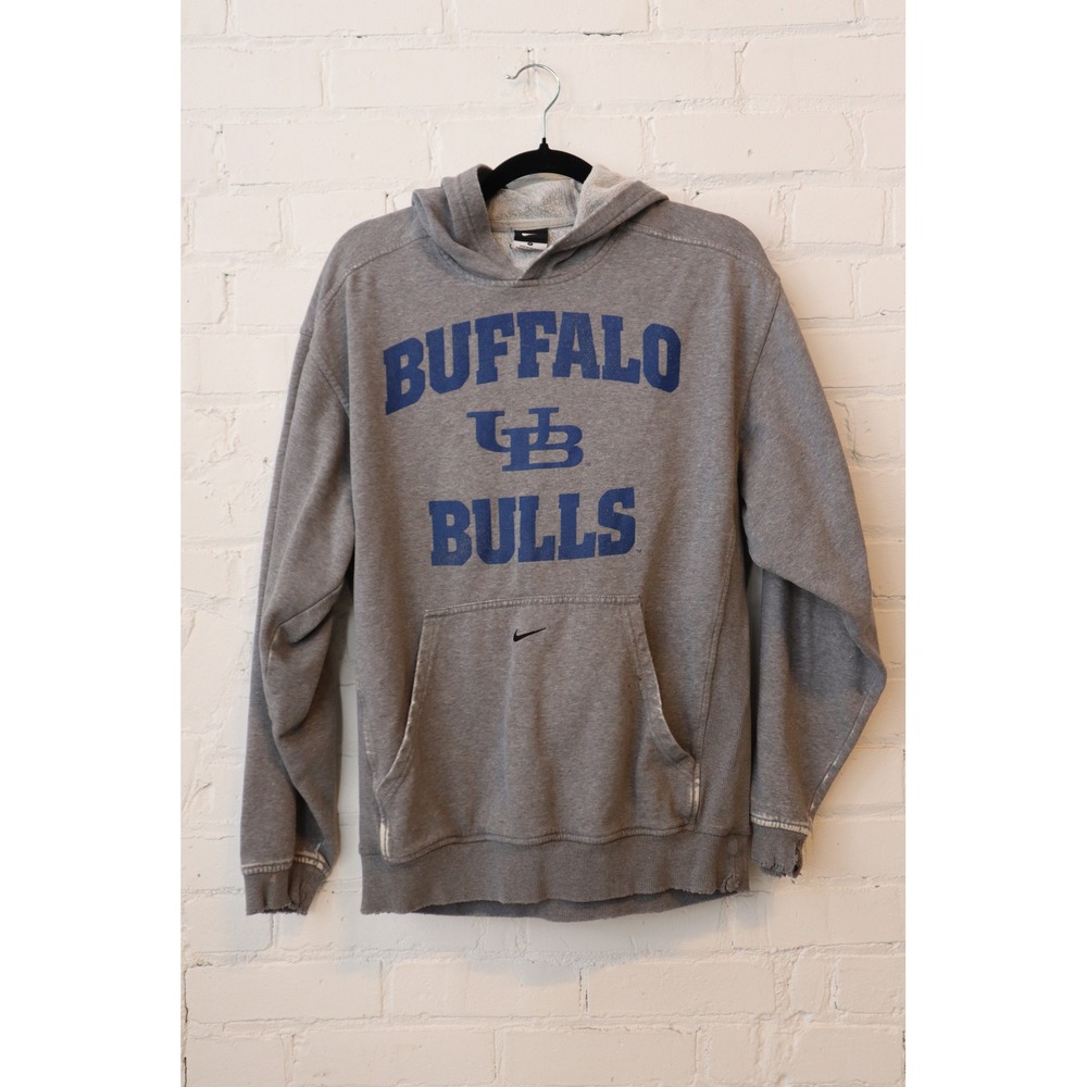 Nike Buffalo Bulls Hoodie Grey University at Buffalo Sweatshirt Small Distressed